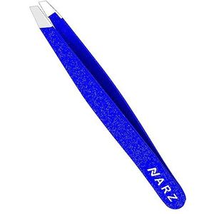 NARZ Professionele pincet met een schuine punt, speciaal ontworpen voor het verwijderen van gezichtshaar bij zowel vrouwen als mannen, roestvrij staal, 1 stuk, blauw