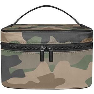 Camouflage patroon make-up organizer tas, reismake-up tas organizer case draagbare cosmetische tas voor vrouwen en meisjes toiletartikelen, Meerkleurig, 22.5x15x13.8cm/8.9x5.9x5.4in