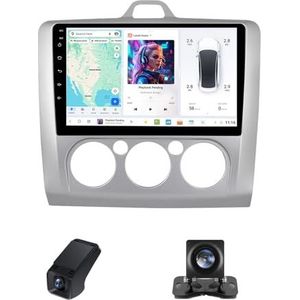 Draadloze Carplay Android 14 Autoradio 2 Din geldt voor Ford Focus 2 Mk 2 2004-2011 9Inch Autoradio met GPS-navigatie FM-radio 1080P/ Achteruitkijkcamera+Stuurwielbediening(B,X2)