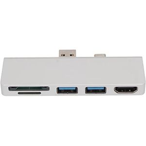 USB C-hub, Draagbare Compacte Plug-and-play Dubbele USB3.0-poorten 4K HD Multimedia-interface Gegevensoverdracht (Zilver)