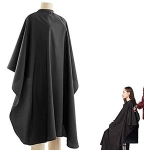 Peutpy Waterafstotende kapperscape voor het hele lichaam, kapperscape om haar te knippen, te verven, uniseks kappersjurk voor kapsalons, kapperskleding, barbier (zwart)