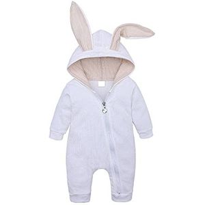 Baby Meisje Jongenskleding Top Bunny Oor Hoodie Bodysuit Romper Effen Kleur Lange Mouwen Outfit Wit 73 6-9 maanden