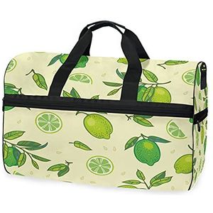 Groene Citroen Fruit Sport Zwemmen Gymtas met Schoenen Compartiment Weekender Duffel Reistassen Handtas voor Vrouwen Meisjes Mannen