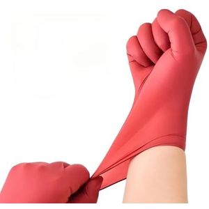 20/50/100 stuks rode nitril handschoenen for huishoudelijk gebruik, for afwas, nagelkunst, haarverf, huisdierbaden, maat S/M/L/XL(50PCS,XL)