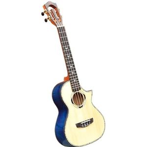 Professional Ukulele 27-inch Afgeschuinde Blauwe Ukelele Sparrenfineer Bovenblad Esdoorn Basis En Zijkanten Ukelele 4-snarige Kleine Gitaar