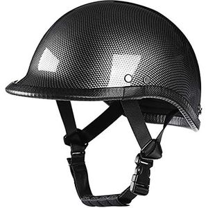 Motorhelm, Heren en Dames Retro Open Gezicht Halve Helm DOT Goedgekeurd Vintage Ademend Comfortabele Skull Cap Helm voor Scooter Cruiser Bromfiets Chopper Jet Style Helm Decoration