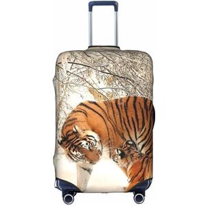 Wratle Koffer Cover Protectors Elastische Bagage Covers Past 18-30 Inch Bagage Mooi Groen Gazon, Twee schattige tijgers, S