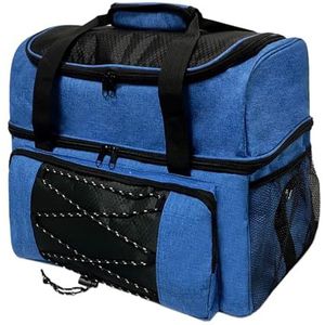 WEJIUAFB Bowlingbaltas, bowlingtas met 2 ballen, bowlingschoenen, opbergtas voor bowlingbal, dubbele bowlingbal, draagtas met gewatteerde verdeler, blauw