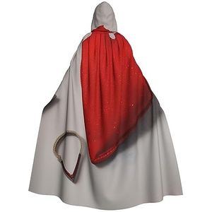 SSIMOO Romantische Rode Hart Volwassen Party Decoratieve Cape,Volwassen Halloween Hooded Mantel,Cosplay Kostuum Cape