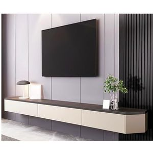 Minimalistische Zwevende Tv-standaard, Aan De Muur Gemonteerd Entertainmentcentrum Met Laden En Deur, Tv-kast Van Hout, Moderne Tv-planken, Entertainmentmediaconsolecentrum(Beige,200x30x20cm)