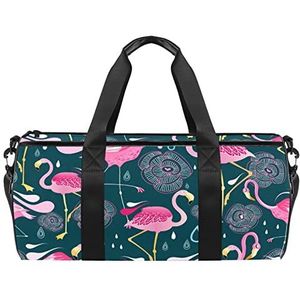 Camo Green Travel Duffle Bag Sport Bagage met Rugzak Tote Gym Tas voor Mannen en Vrouwen, Flamingo Dier, 45 x 23 x 23 cm / 17.7 x 9 x 9 inch