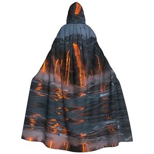 DEXNEL Kilauea Vulkaan 59 inch Hooded Cape Unisex Halloween mantel voor duivel heks tovenaar Halloween cosplay dress up