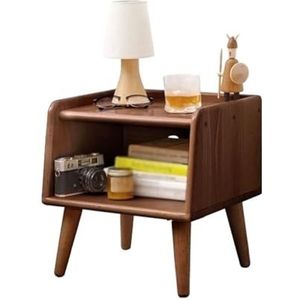 Nachtkastje Wood Nightstand Bedside Cabinet Modern Living Room Bedroom Bedside Shelf Semi-Open Woonkamer(Walnut color)