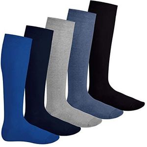 Footstar Everyday! kniekousen voor dames en heren, kniekousen (5 paar), klassieke kousen van katoen, jeans, stone, 39-42 EU