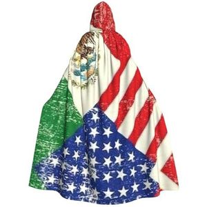 WURTON Mexicaans-Amerikaanse Vlag Print Hooded Mantel Unisex Volwassen Mantel Halloween Kerst Hooded Cape Voor Vrouwen Mannen