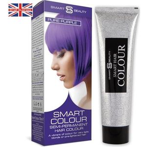 Pure Purple semi-permanente haarkleuringsset voor lichtblond haar, helderpaarse haarkleur - ammoniak-, parabenen-, sulfaat- en PPD-vrije haarkleuring, 100% veganistisch, dierproefvrij, Smart Beauty