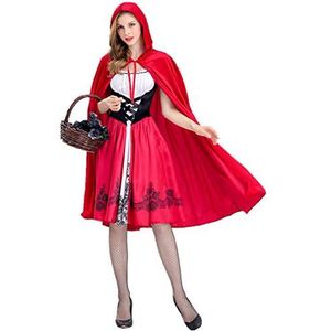 SXFJF Volwassen Dames Halloween Kostuum, Halloween Dress Up Little Red Riding Hood Kostuum, met rode mantel, Fancy Dress Costume, L