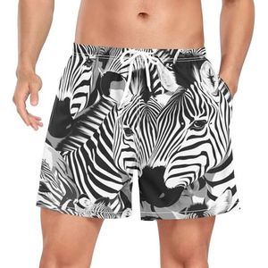 Niigeu Camouflage Horse Zebra White Zwembroek voor heren, sneldrogend, met zakken, Leuke mode, XXL
