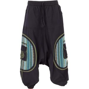 GURU SHOP Harembroek, Harembroek, Harembroek, Aladdinbroek - zwart/groen, heren, maat: L / XL, zwart/groen, 54