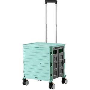 Winkelwagentje Opvouwbaar met 4 Universele Wielen Draagbare Trolley Winkelwagen Boodschappenkrat - 39,5 * 35,5 * 95cm Picknick (Kleur: Groen) (Groen)