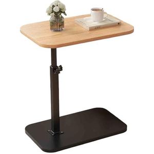 GZDZ Bijzettafel bijzettafel, koffietafel, zwart, C-vormige tafel met metalen frame, in hoogte verstelbaar nachtkastje, tafel naast tafel, laptoptafel, draagbare mobiele laptopstandaard