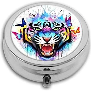 Tijger Pill Box-3 Compartiment Geneeskunde Pil Case, Draagbare Geneeskunde Tablet Vitamine Houder Organizer voor Portemonnee Pocket