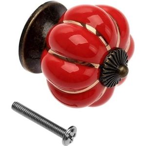 Keramische knoppen, kastknoppen, 1Pc Vintage Pompoen Keramische Kastknoppen en Handgrepen Meubelgrepen Kleurrijke Deurknop Ladekast Keuken Trekgreep (Color : Red)