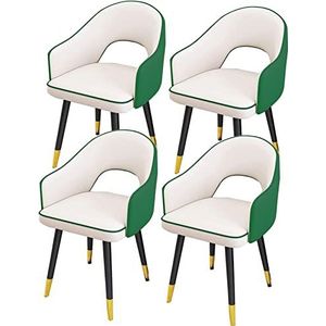 GEIRONV Eetkamerstoelen set van 4, hoge rugleuning gewatteerde zachte zitting woonkamer fauteuils waterdichte lederen keukenstoelen met koolstofstalen poten Eetstoelen (Color : White+green, Size : 8