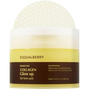 EQQUALBERRY Collageen Shine Tonic Patches - Diep absorberende Koreaanse collageenpleisters, hydraterende en stralende formule, 140 ml (60 pads)