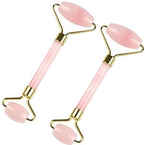 Crystal Roller en draagbare kalebas set voor massage groene jade roller avontuur steen schoonheid accessoire 1 stuk (kleur: 2 stuks SJadeRoller roze)