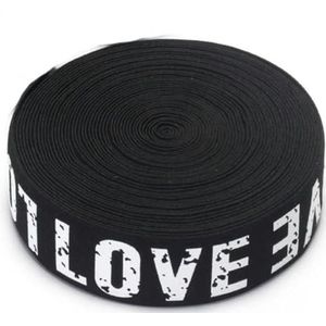 2/3/4cm elastische band afdrukken LOVE rubberen banden klassiek patroon brief liefde elastische riem voor kleding broeken naaibenodigdheden-wit 1 yard-2cm