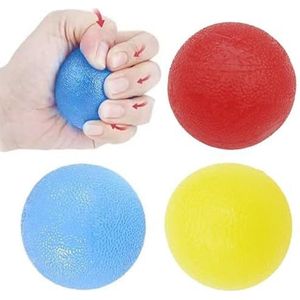 3 Stuks Handoefening Stressbal, 3 Kleuren Stressballen, Handtherapiebal voor Volwassenen Kinderen, Massagebal voor Het Trainen van Kracht in Handen en Vingers, 3 Weerstandsniveaus, Stressverlichtend