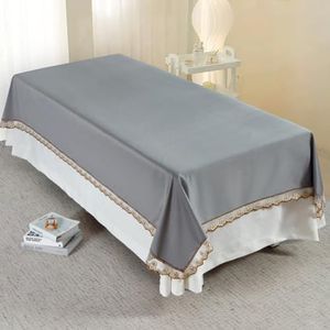 Grey(n),140x230cm,LDLCYCN Massagetafel Bed Laken Herbruikbare Massage Bed Cover Laken Spa Bed Cover Met Kant Zachte Comfortabele Matrashoes Voor Beauty Tattoo Beschermende Massage Bed Cover