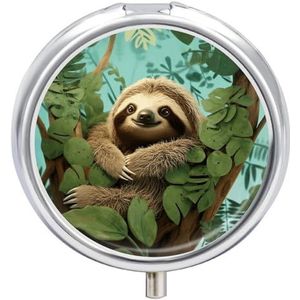 Pillendoosje Reizen Pil Organizer Knuffel Boom Luiaard Gedrukt Leuke Pillendoos Handige Pillendoos Geschikt om in zakken en zakken te worden geplaatst