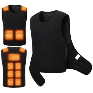 DUWEIKE Verwarmd Vest, Verstelbare Zachte Fleece Gevoerde Tops Met 8 Verwarmingszones, Elektrische Thermische Shirt Basislaag, Geen Batterij,zwart,6XL