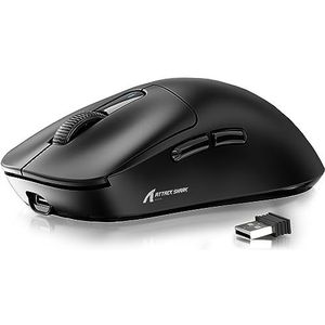 ATTACK SHARK X3 49g SUPERLIGHT-muis, PixArt PAW3395-gamingsensor, BT/2.4G draadloze/bedrade gamingmuis, 26000 DPI, 200 uur batterij, kantoormuizen voor Win11/Xbox/PS/Mac (zwart)