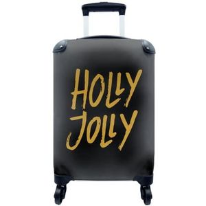 MuchoWow® Koffer - Quotes - Holly jolly - Kerst - Goud - Spreuken - Past binnen 55x40x20 cm en 55x35x25 cm - Handbagage - Trolley - Fotokoffer - Cabin Size - Print