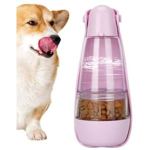 Vuggdt Reisfles voor honden, Reisfles voor honden | Lekvrije reisdrinkfles voor honden - Lekvrije puppy-drinkbak, 5-in-1 huisdieraccessoires voor buiten met voedselcontainer en kakzakhouder voor