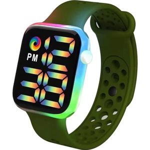 yeeplant Vintage klassiek sport digitaal horloge - mode LED-scherm retro horloge plastic groot horloge verstelbaar jongens, Groen114, Eén maat