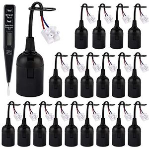 Mitening Lampfitting E27, 20 stuks renovatiefitting met kabel 250 V 4 A, VDE-spanningstester, bouwplaatsfitting, gloeilampfitting, reservefitting