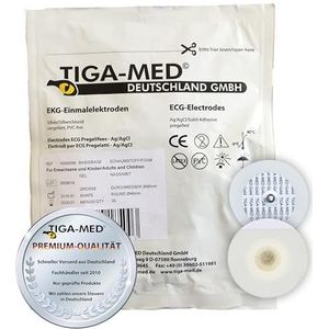 TIGA-MED ECG eenmalige elektroden met natte gel/vloeibare gel, 120 stuks (4 x 30), diameter: 48 mm, made in EU, ziekenhuiskwaliteit, wegwerplakkelektroden