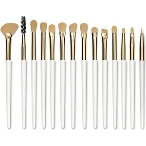 Make-upborstels, blushkwast, make-upborstelset, make-upborstels, 14 oogschaduwborstels Set oogaccentuerende en hurkende borstels Make-uptools complete set
