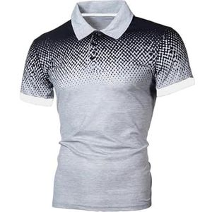 LQHYDMS T-shirts Mannen Mannen Shirt Tennis Shirt Dot Grafische Plus Size Print Korte Mouw Dagelijkse Tops Basic Streetwear Golf Shirt Kraag Business, Lichtgrijs Wit B, M