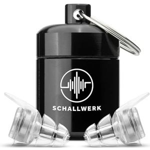 SCHALLWERK ® Music+ Oordopjes, onopvallende oordopjes, dempen lawaai en behouden geluidskwaliteit, transparante oordopjes, geschikt voor muziek, festival, werk en leren