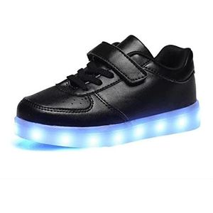 Kerst Schoenen LED-schoenen for kind USB Het opladen van lichtschoenen for jongens Girls Glowing Christmas Sneakers Kerst Elf Schoenen (Color : Noir, Size : 10.5)