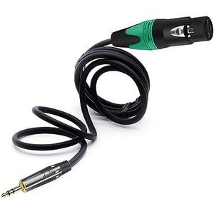 3,5 mm stereo jack 3-pins stekker naar XLR vrouwelijk verbindingskabel voor symmetrische kwart inch microfoon naar XLR-kabel 1 stuk (kleur: zwart groen, maat: 3 m)