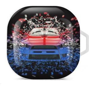 Tweekleurige sportwagen oordopjes hoesje compatibel met Samsung hard shell beschermhoes witte stijl