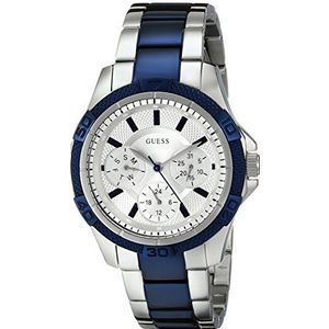 GUESS Vrouwen U0235L6""Iconisch"" tweekleurig roestvrij stalen horloge, Blauw/Roestvrij Staal, U0235L6