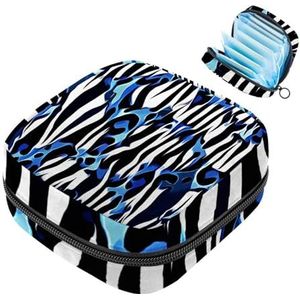 MUOOUM Abstracte Zebra Print Maandverband Opbergtas Menstruatie Pad Tas Draagbare Menstruatie Cup Pouch met Rits voor Tiener Meisjes Vrouwen Dames