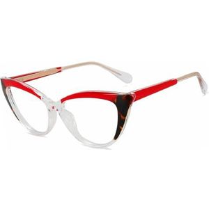 Halloween-cadeau Modieuze montuur, Unisex Brilmonturen Cat Eye Titanium Kunststof Multicolor(Red)